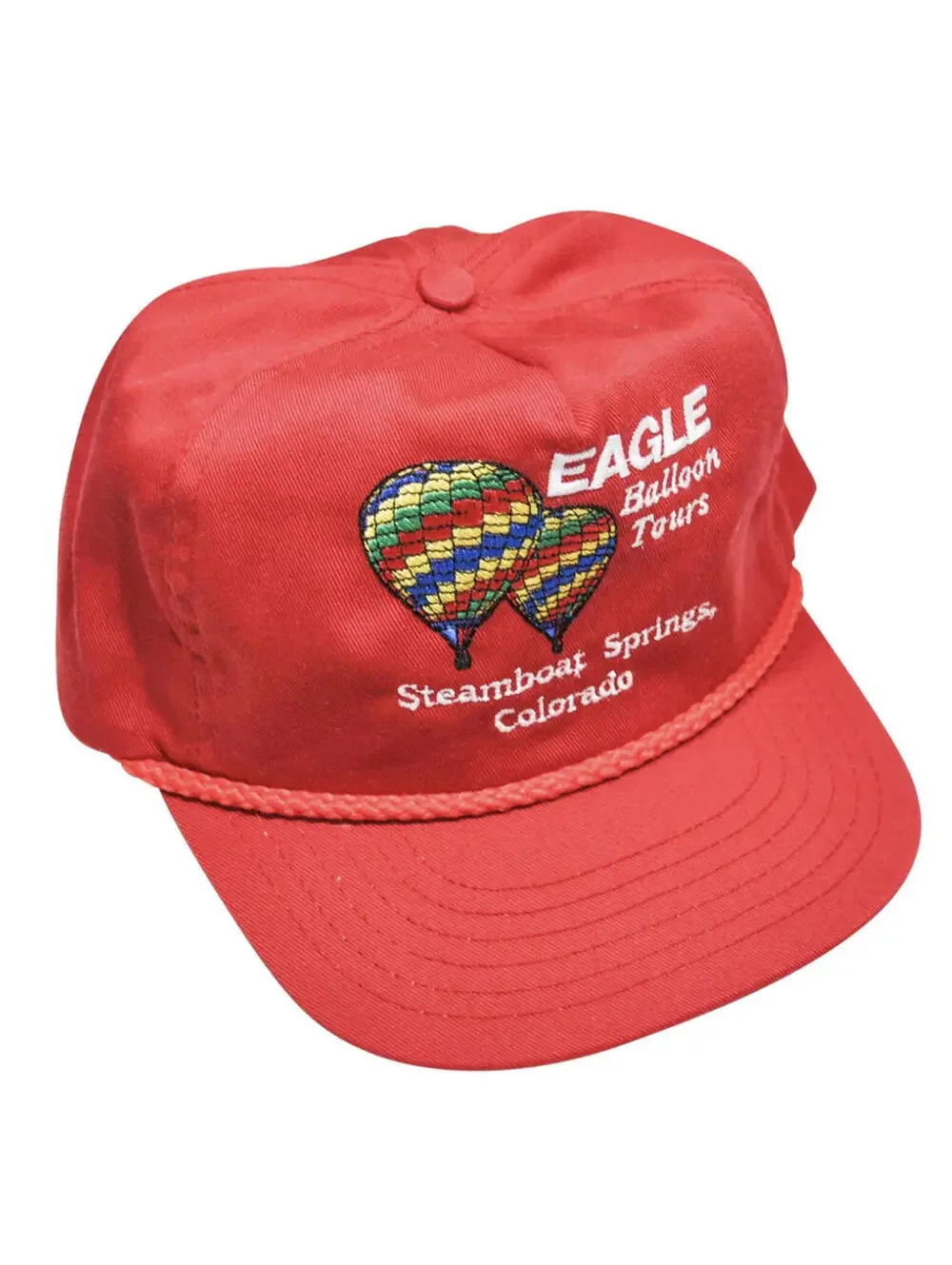 Vintage Eagle Balloon Tour Hot Air Balloon Colorado Red 90s Leather Strap Hat